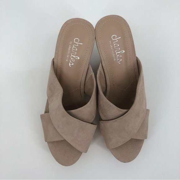 Charles David Cream Synthetic Wedges | High Heel Open Toe - Picture 3 of 7